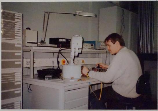 R&D Head Engineer testing a new searchlight